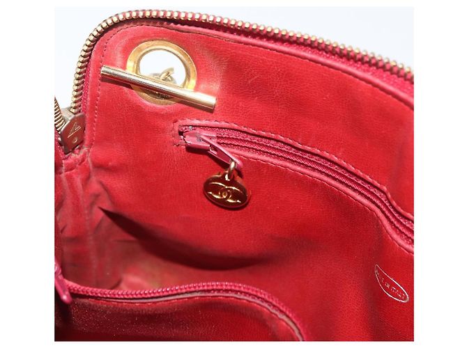 CHANEL Borsa a Spalla Matelassé in Pelle di Agnello Rossa Oro CC Auth 176873 Rosso D'oro - vista 23