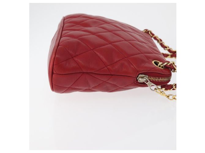 CHANEL Borsa a Spalla Matelassé in Pelle di Agnello Rossa Oro CC Auth 176873 Rosso D'oro - vista 3