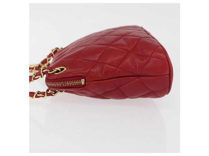 CHANEL Borsa a Spalla Matelassé in Pelle di Agnello Rossa Oro CC Auth 176873 Rosso D'oro - vista 4