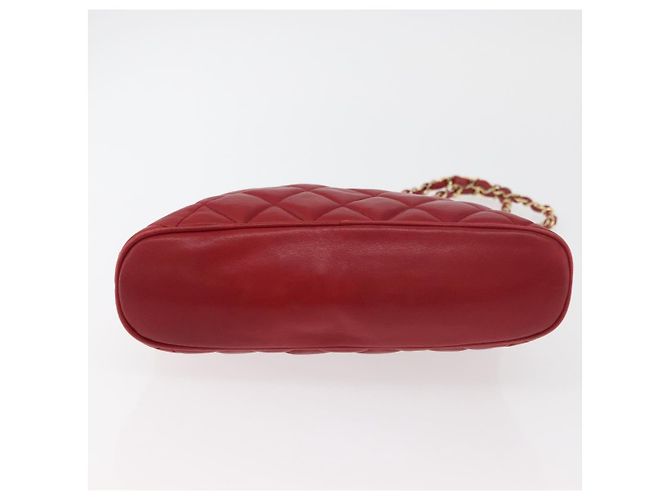 CHANEL Borsa a Spalla Matelassé in Pelle di Agnello Rossa Oro CC Auth 176873 Rosso D'oro - vista 5
