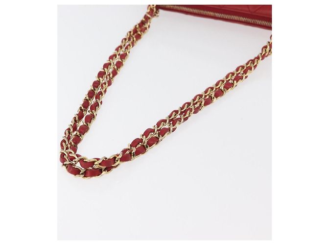CHANEL Borsa a Spalla Matelassé in Pelle di Agnello Rossa Oro CC Auth 176873 Rosso D'oro - vista 7