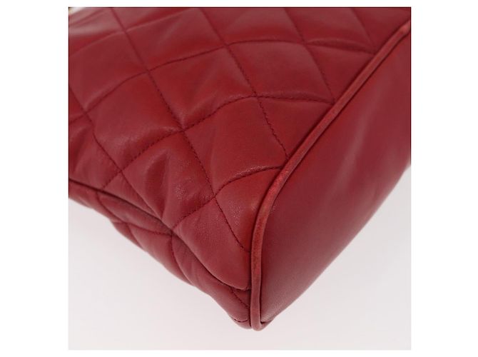 CHANEL Borsa a Spalla Matelassé in Pelle di Agnello Rossa Oro CC Auth 176873 Rosso D'oro - vista 8