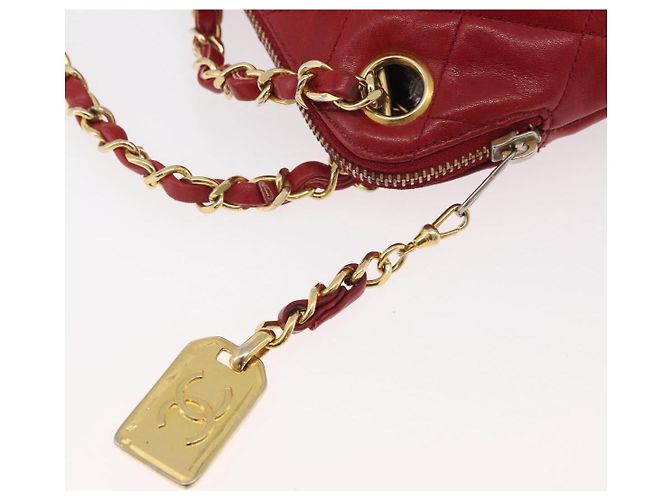 CHANEL Borsa a Spalla Matelassé in Pelle di Agnello Rossa Oro CC Auth 176873 Rosso D'oro - vista 9
