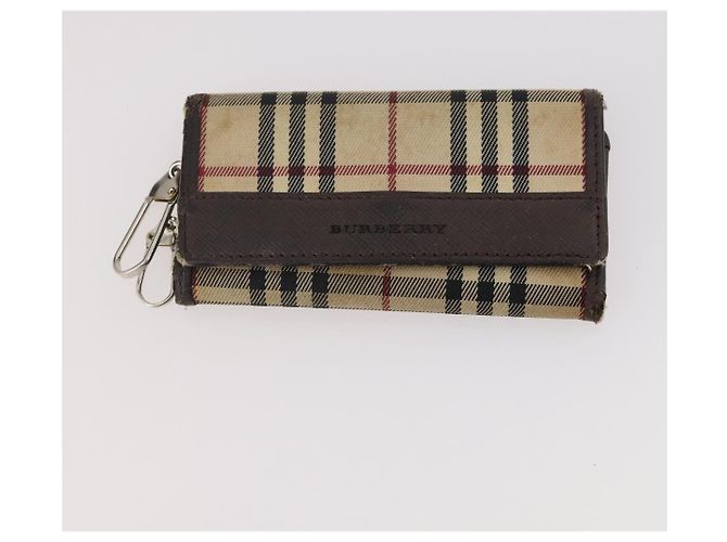 Pochette in tela e pelle Burberry Nova Check 3 pezzi Beige Nero Auth ti3893 - vista 15