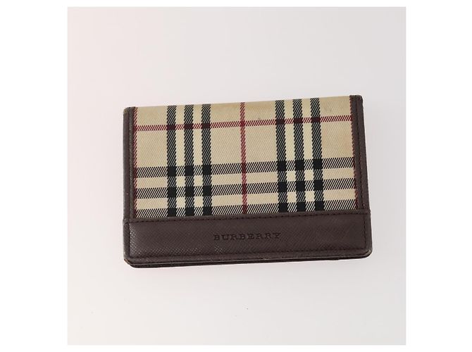 Pochette in tela e pelle Burberry Nova Check 3 pezzi Beige Nero Auth ti3893 - vista 9