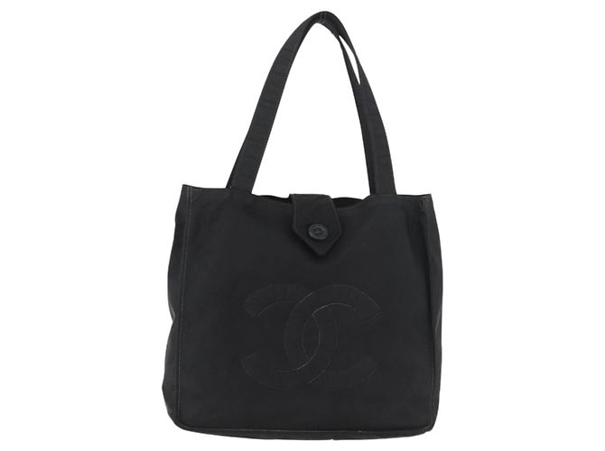 CHANEL Bolsa de Mão Nylon Preto Prata CC Auth 176247 - vista 13