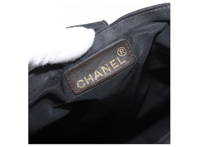 CHANEL Bolsa de Mão Nylon Preto Prata CC Auth 176247 - vista 18