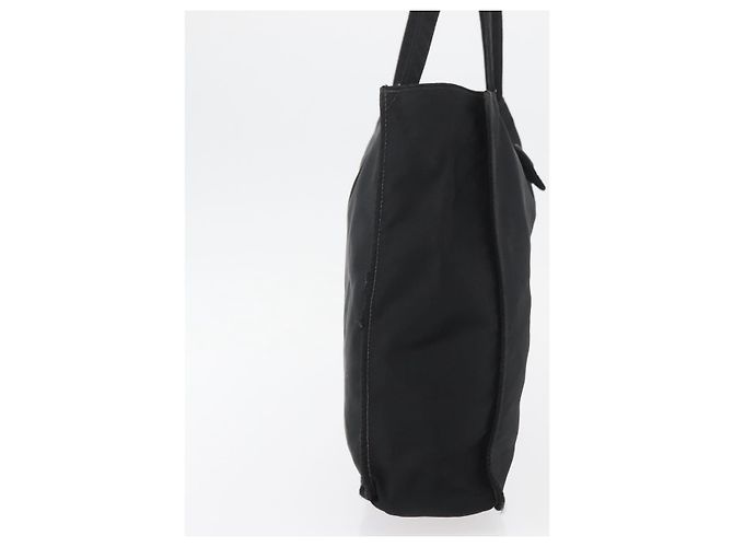 CHANEL Bolsa de Mão Nylon Preto Prata CC Auth 176247 - vista 4