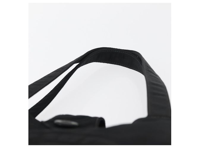 CHANEL Bolsa de Mão Nylon Preto Prata CC Auth 176247 - vista 8