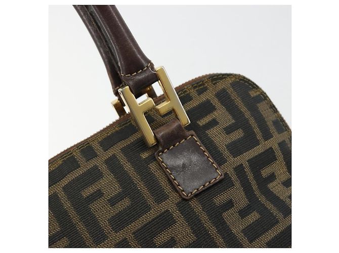 Borsa a mano in tela Zucca FENDI nera e marrone Auth bs34607 Nero - vista 10