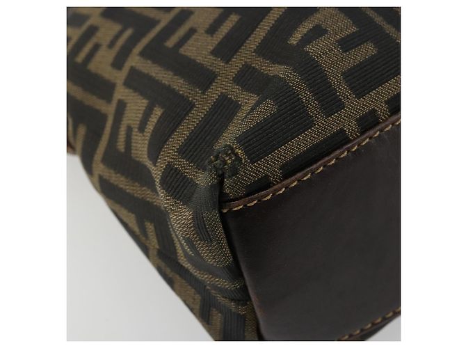 Borsa a mano in tela Zucca FENDI nera e marrone Auth bs34607 Nero - vista 14