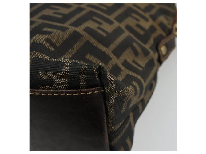 Borsa a mano in tela Zucca FENDI nera e marrone Auth bs34607 Nero - vista 15