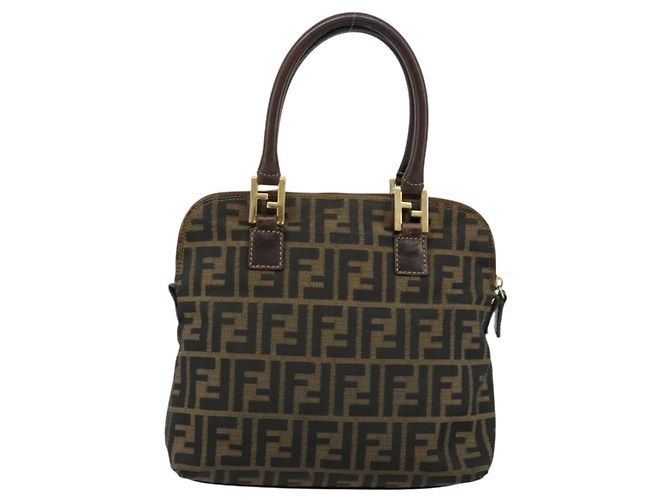 Borsa a mano in tela Zucca FENDI nera e marrone Auth bs34607 Nero - vista 2