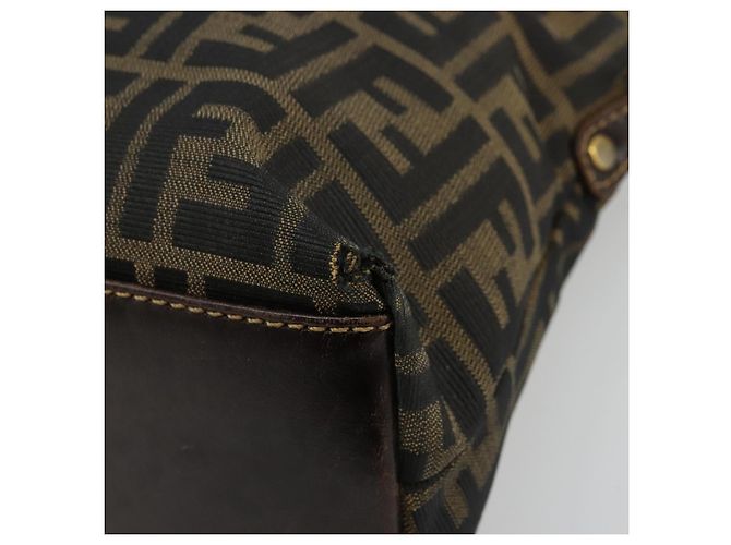 Borsa a mano in tela Zucca FENDI nera e marrone Auth bs34607 Nero - vista 9