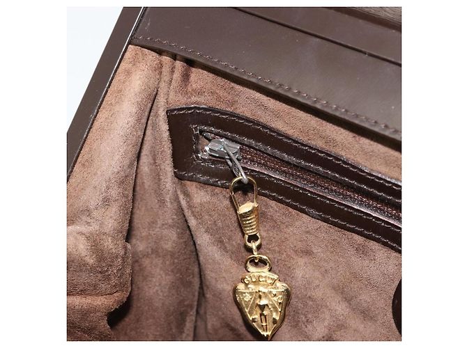 Borsa a spalla in pelle Gucci marrone oro Auth 175919 D'oro - vista 21