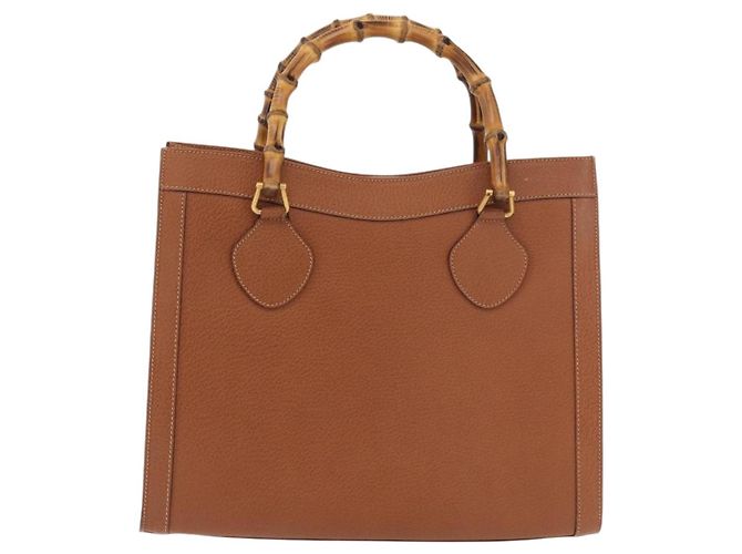 Borsa a mano in pelle Gucci Bamboo marrone oro 002 123 0260 Auth ep14063 D'oro - vista 13