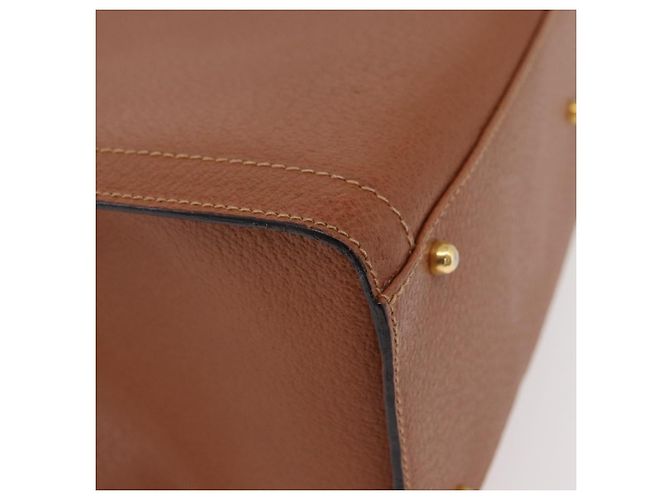 Borsa a mano in pelle Gucci Bamboo marrone oro 002 123 0260 Auth ep14063 D'oro - vista 14