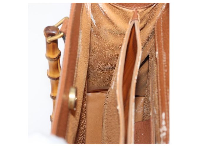 Borsa a mano in pelle Gucci Bamboo marrone oro 002 123 0260 Auth ep14063 D'oro - vista 19