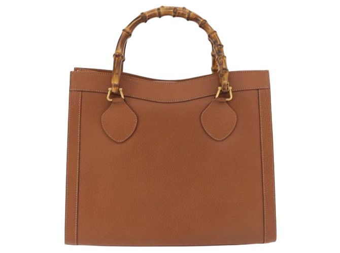 Borsa a mano in pelle Gucci Bamboo marrone oro 002 123 0260 Auth ep14063 D'oro - vista 2