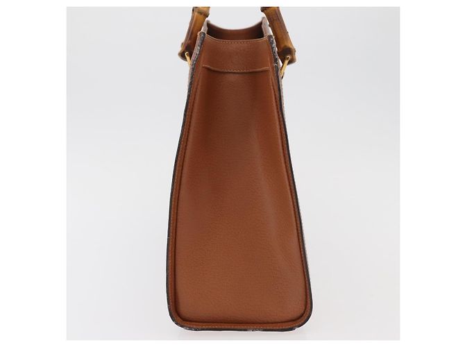 Borsa a mano in pelle Gucci Bamboo marrone oro 002 123 0260 Auth ep14063 D'oro - vista 3