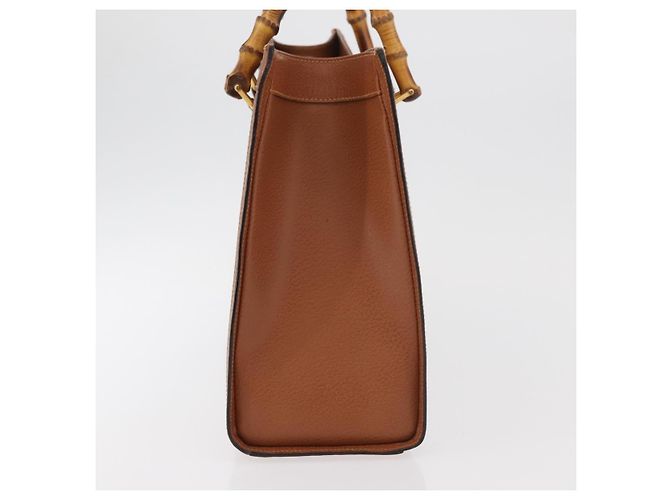 Borsa a mano in pelle Gucci Bamboo marrone oro 002 123 0260 Auth ep14063 D'oro - vista 4