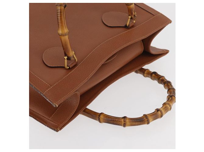 Borsa a mano in pelle Gucci Bamboo marrone oro 002 123 0260 Auth ep14063 D'oro - vista 6