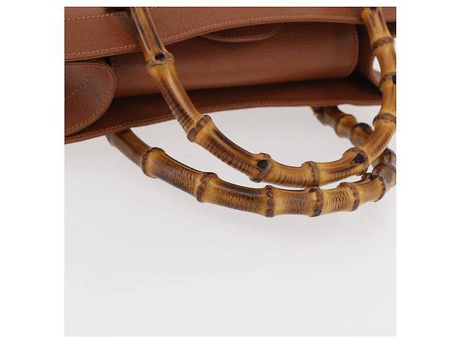 Borsa a mano in pelle Gucci Bamboo marrone oro 002 123 0260 Auth ep14063 D'oro - vista 7