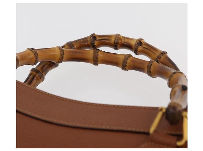 Borsa a mano in pelle Gucci Bamboo marrone oro 002 123 0260 Auth ep14063 D'oro - vista 8