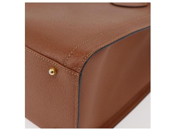 Borsa a mano in pelle Gucci Bamboo marrone oro 002 123 0260 Auth ep14063 D'oro - vista 9