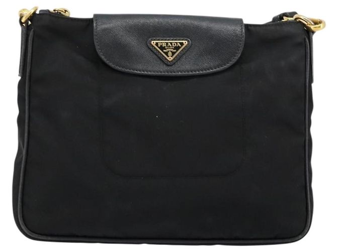 Borsa a Spalla PRADA Nylon Nero Oro Auth 176186A D'oro - vista 13
