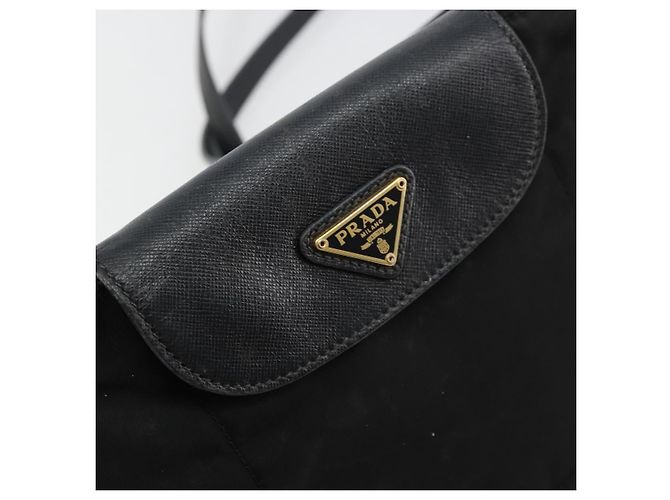 Borsa a Spalla PRADA Nylon Nero Oro Auth 176186A D'oro - vista 17