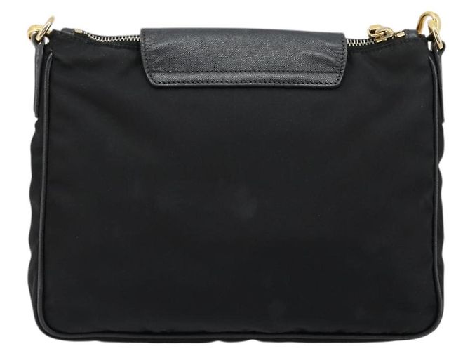 Borsa a Spalla PRADA Nylon Nero Oro Auth 176186A D'oro - vista 2