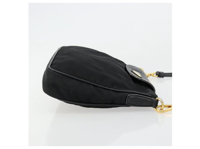 Borsa a Spalla PRADA Nylon Nero Oro Auth 176186A D'oro - vista 3