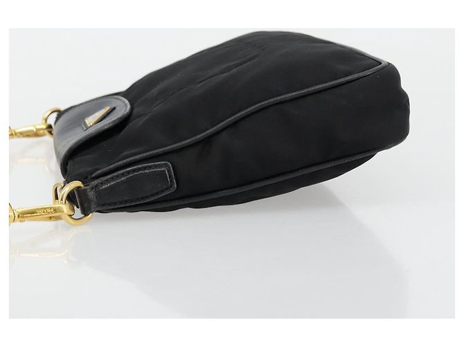 Borsa a Spalla PRADA Nylon Nero Oro Auth 176186A D'oro - vista 4