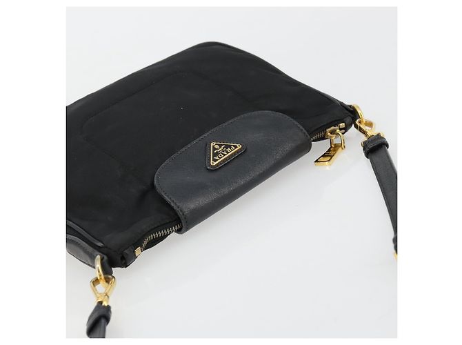 Borsa a Spalla PRADA Nylon Nero Oro Auth 176186A D'oro - vista 6