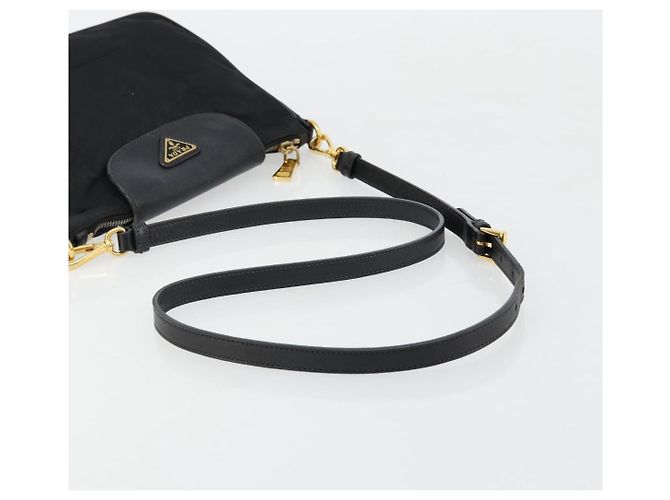 Borsa a Spalla PRADA Nylon Nero Oro Auth 176186A D'oro - vista 7