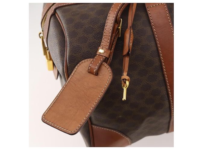 Céline CELINE Macadam Canvas Boston Tasche aus PVC-Leder in Braun-Gold Auth 176038A Golden - Ansicht 10