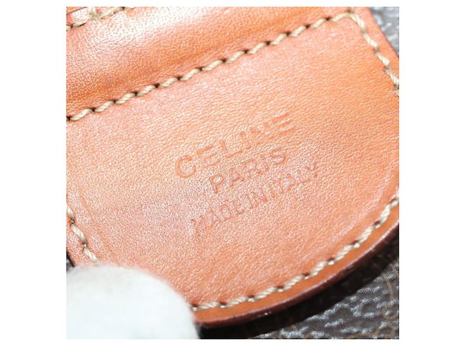 Céline CELINE Macadam Canvas Boston Tasche aus PVC-Leder in Braun-Gold Auth 176038A Golden - Ansicht 12