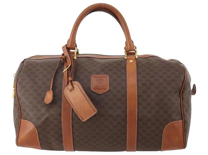Céline CELINE Macadam Canvas Boston Tasche aus PVC-Leder in Braun-Gold Auth 176038A Golden - Ansicht 13
