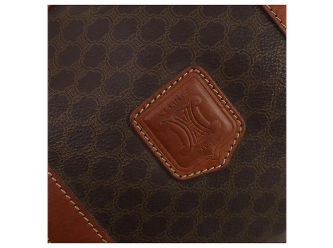 Céline CELINE Macadam Canvas Boston Tasche aus PVC-Leder in Braun-Gold Auth 176038A Golden - Ansicht 18