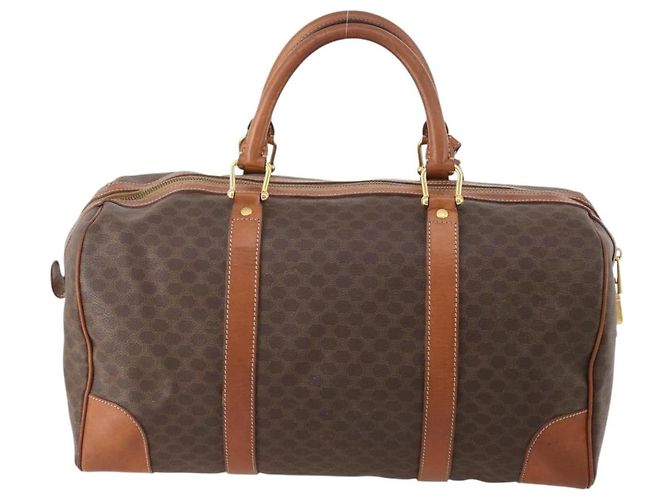 Céline CELINE Macadam Canvas Boston Tasche aus PVC-Leder in Braun-Gold Auth 176038A Golden - Ansicht 2