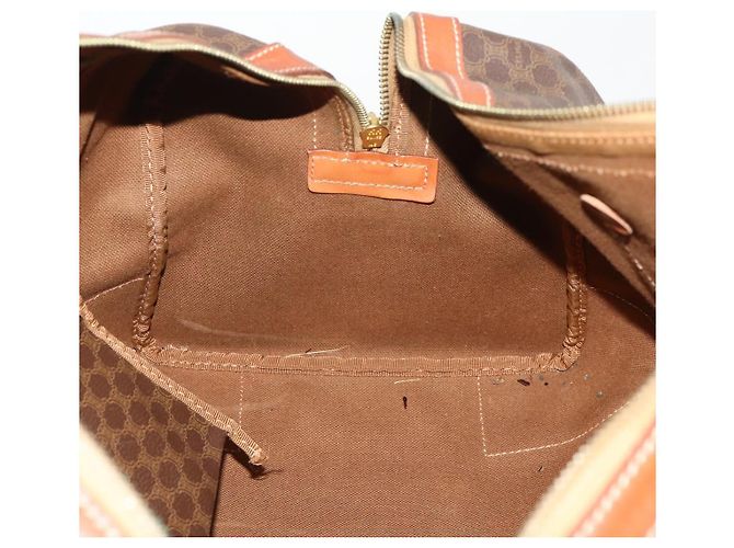 Céline CELINE Macadam Canvas Boston Tasche aus PVC-Leder in Braun-Gold Auth 176038A Golden - Ansicht 21