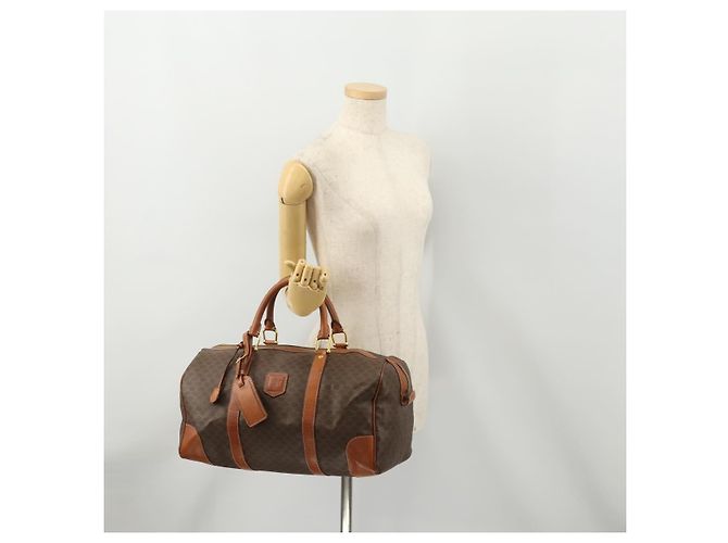 Céline CELINE Macadam Canvas Boston Tasche aus PVC-Leder in Braun-Gold Auth 176038A Golden - Ansicht 24