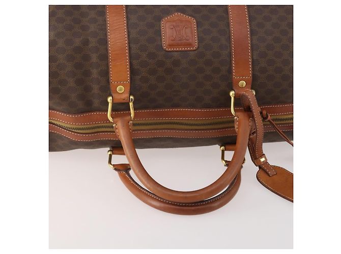 Céline CELINE Macadam Canvas Boston Tasche aus PVC-Leder in Braun-Gold Auth 176038A Golden - Ansicht 7