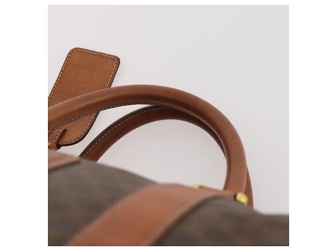 Céline CELINE Macadam Canvas Boston Tasche aus PVC-Leder in Braun-Gold Auth 176038A Golden - Ansicht 8