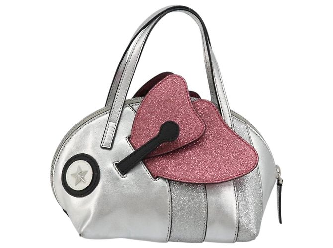 Borsa a mano per bambini GUCCI in pelle argento Auth 177083A - vista 13