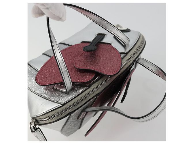 Borsa a mano per bambini GUCCI in pelle argento Auth 177083A - vista 6