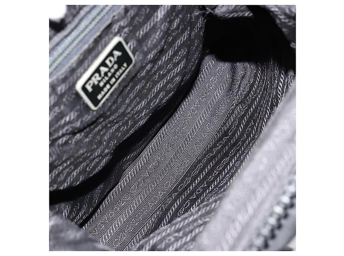 PRADA Borsa a mano in nylon nero argento Auth bs34484 - vista 11