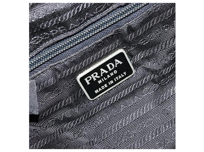 PRADA Borsa a mano in nylon nero argento Auth bs34484 - vista 17
