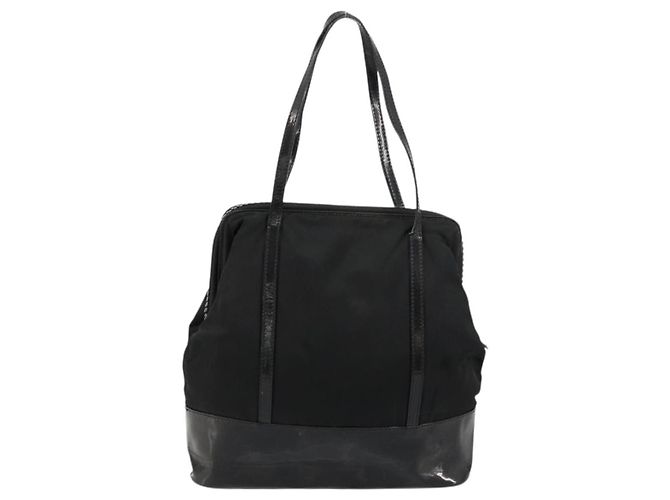 PRADA Borsa a mano in nylon nero argento Auth bs34484 - vista 2
